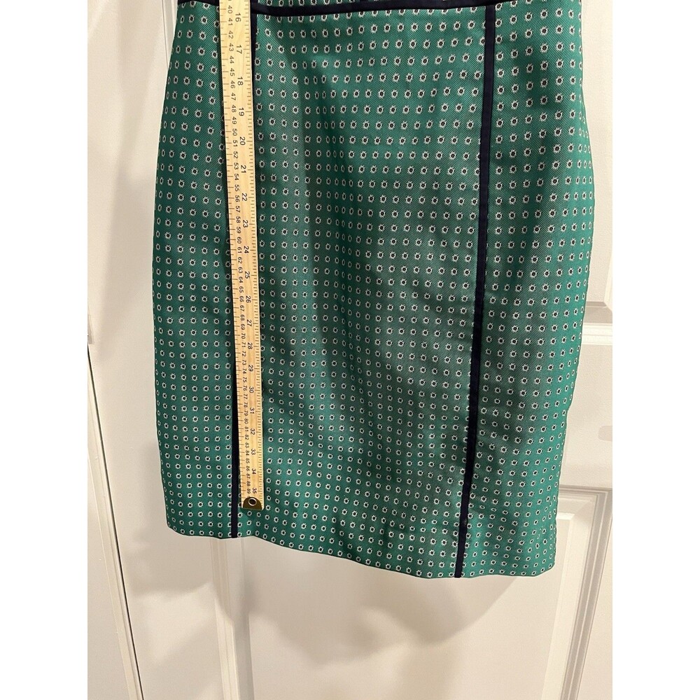 J.CREW Green/Blue Geometric Sheath Dress Pockets Lined Round Neck size 6 0069 - Picture 2 of 8